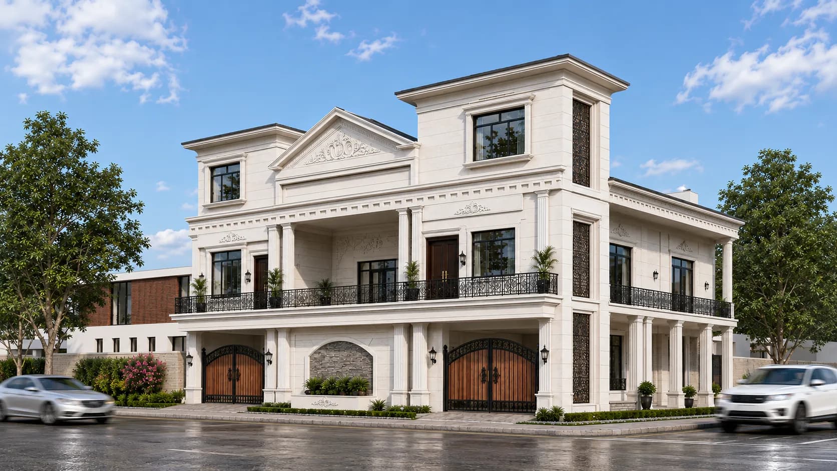 Classical villa elevation designed by the studio